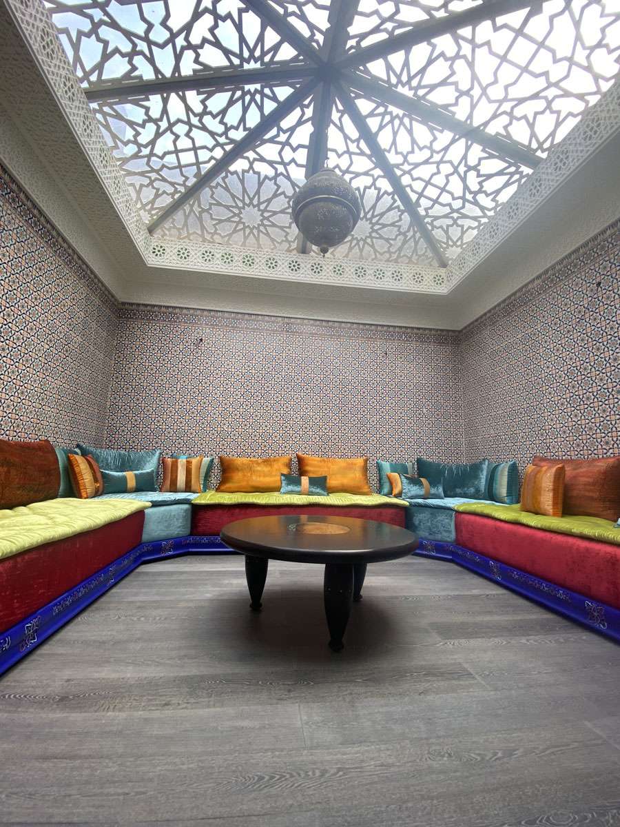 Hotel Azur luxury room interior with ocean view